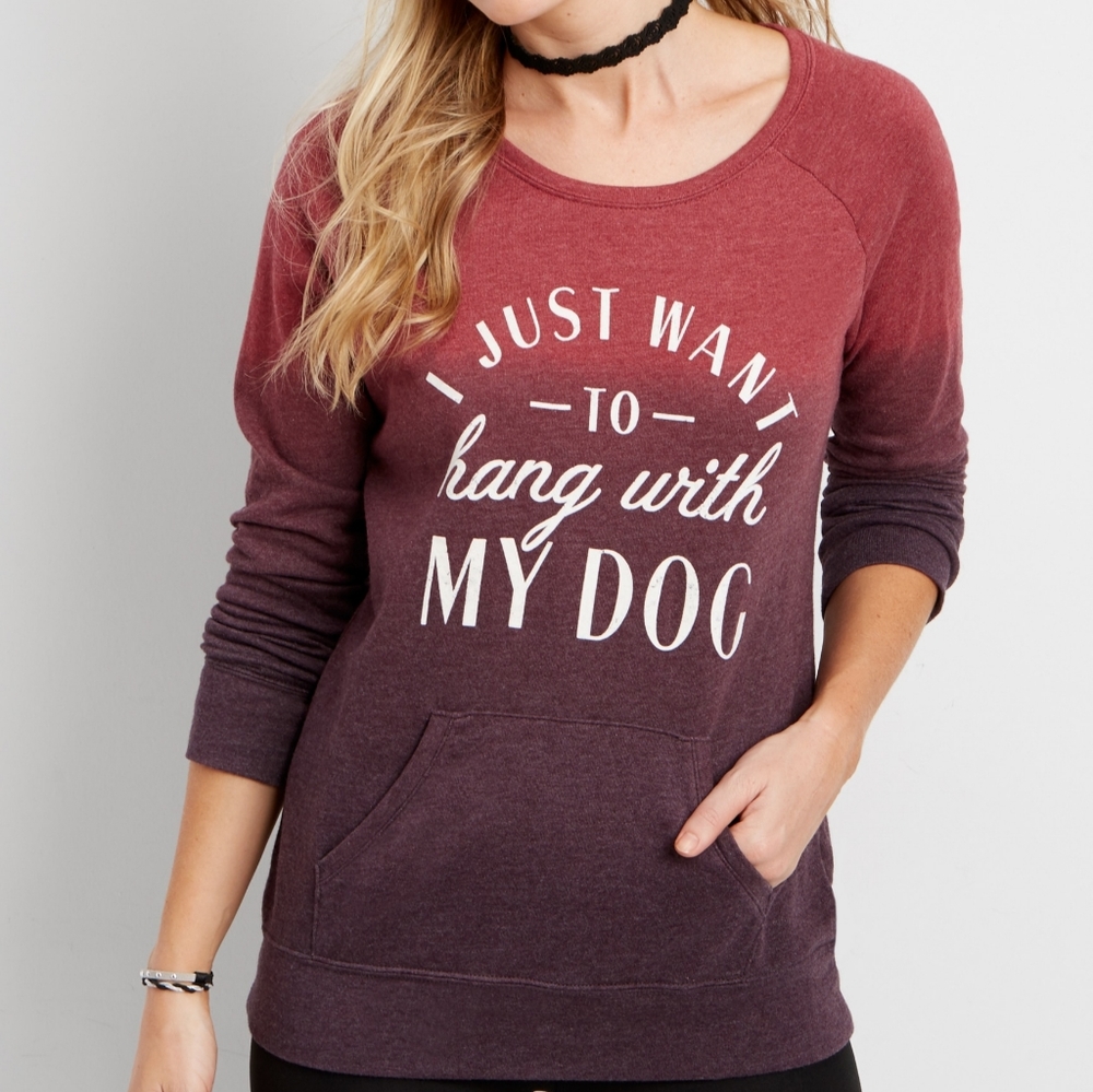 Maurices Hang With My Dog Ombre Scoop Neck Sewater